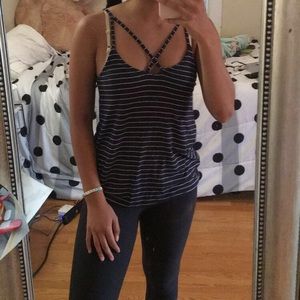 Hollister Navy blue striped tank top